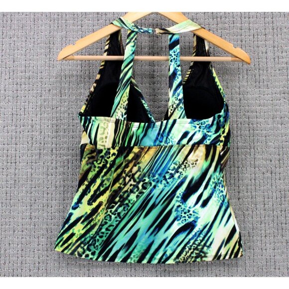 It Figures Swim Top Womens Size 8 Multicolor Leopard All Over Print Sleeveless - Picture 2 of 9